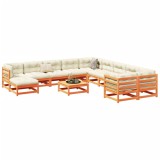 VidaXL Set canapele de grădină, 12 piese maro ceruit lemn masiv de pin 3299652