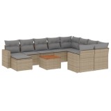Cumpara ieftin Set canapele de gradina cu perne, 11 piese, bej, poliratan