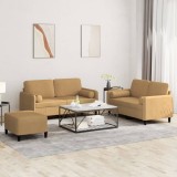 VidaXL Set de canapele cu perne, 3 piese, maro, catifea