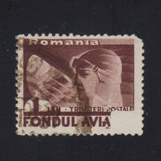 ROMANIA 1936 - FONDUL AVIATIEI EROARE IMPRIMARE PARTIALA CIRCULAT