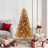 VidaXL Brad de Crăciun cu 150 LED cu suport Auriu 150 cm PET 3396616