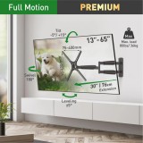 Suport TV Perete Barkan BM343XL 13-65 inch, Brat Extensibil, VESA 400x400, Rotire 180&deg;, Inclinare, 36 kg, Negru