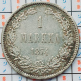 Finlanda 1 markka 1874 argint - Aleksandr II / III / Nikolai II - km 3 - A032, Europa