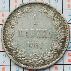 Finlanda 1 markka 1874 argint - Aleksandr II / III / Nikolai II - km 3 - A032 foto