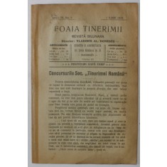 FOAIA TINERIMII , REVISTA BILUNARA , NR. 9 , APARUTA LA BUCURESTI , 1920