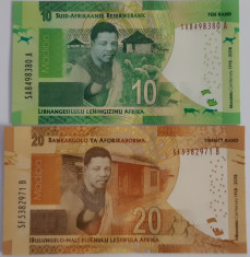 Bancnota Africa de Sud 10 si 20 Rand 2018 - PNew UNC ( centenar Mandela set x2 ) foto