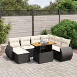 Cumpara ieftin Gossi set mobilier de gradina cu perne, 8 piese, negru, poliratan