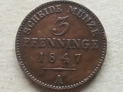 PRUSIA-3 PFENNINGE 1847 (A) foto