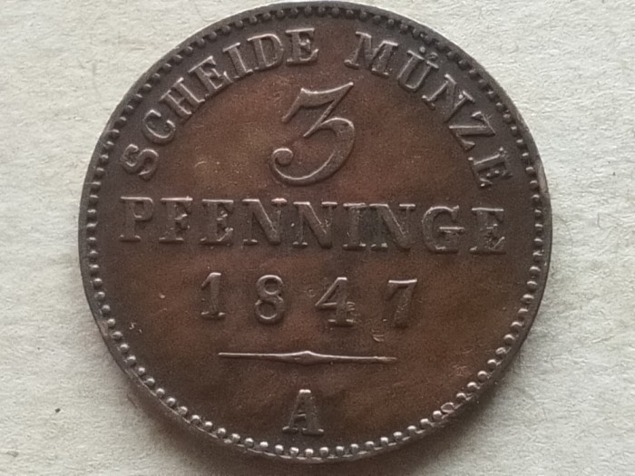 PRUSIA-3 PFENNINGE 1847 (A)