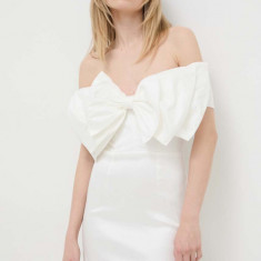 Bardot rochie culoarea alb, mini, mulata