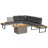 Cumpara ieftin Gossi set canapea de gradina cu perne, 2 piese, poliratan/lemn acacia