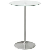 HOMCOM Masă Bistro Rotundă Modernă, &Icirc;naltă, cu Blat din Sticlă Securizată și Cadru din Oțel, Perfectă pentru 2, Transparent | Aosom Romania
