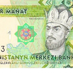 M1 - Bancnota foarte veche - Turkmenistan - 1 manat - 2012