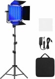 Cumpara ieftin Panou video LED GVM 800D RGB cu stativ reglabil 2 m, 3200K-5600K, control prin aplicatie, CRI97+, 18 efecte speciale, lumina continua pentru fotografi