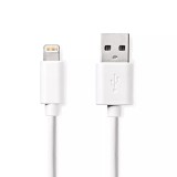Cablu incarcator/date Apple Lightning 8-Pini - USB-A tata 1m 2.4A alb Nedis