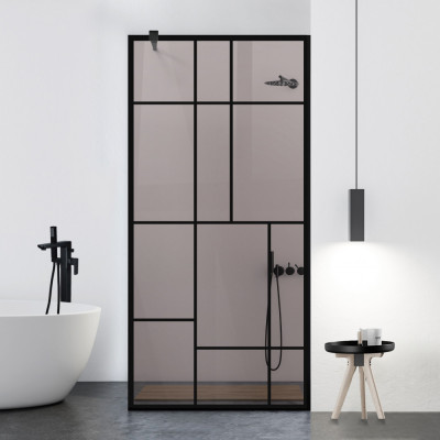 Paravan dus walk-in Aqua Roy Black, model Urban negru, sticla 8 mm bronz, securizata, anticalcar, 120x195 cm foto