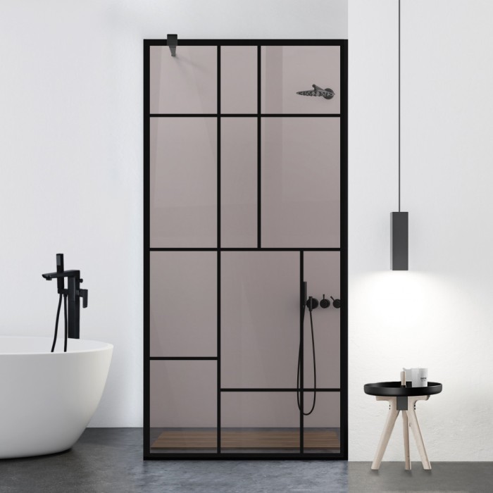 Paravan dus walk-in Aqua Roy Black, model Urban negru, sticla 8 mm bronz, securizata, anticalcar, 120x195 cm
