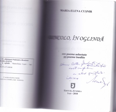 AMS - MARIA-ELENA CUSNIR - DINCOLO IN OGLINDA (AUTOGRAF) foto