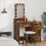 Masa de toaletă vidaXL cu lumini LED stejar afumat 50x41x140 cm