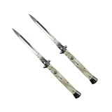 Cumpara ieftin Set doua bricege automate stiletto, Italian Blade, otel inoxidabil, husa inclusa, argintiu, 33 cm