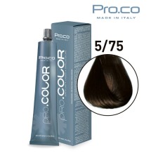 Vopsea de par profesionala PRO.COLOR 100 ml - Pro.Co - 5/75 CASTANIU DESCHIS CIOCOLATIU