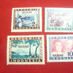 Timbru Indonezia 1948 dienstmarke supratipar Resmi , 4 val. ,urma sarniera