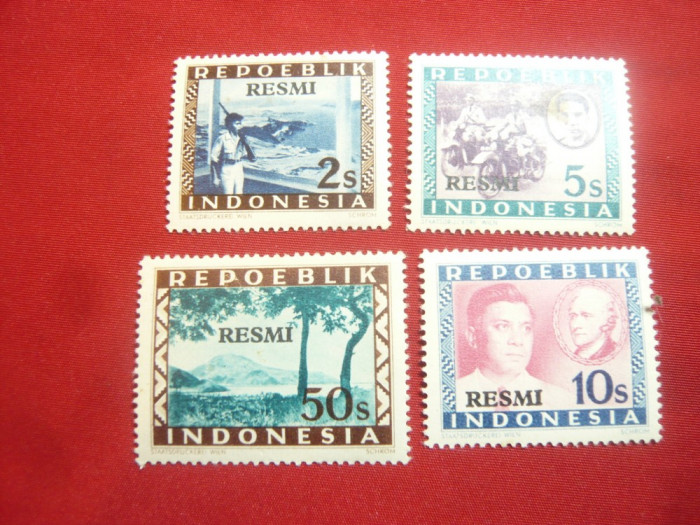 Timbru Indonezia 1948 dienstmarke supratipar Resmi , 4 val. ,urma sarniera