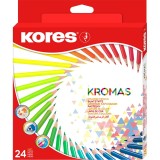 Set 24 Creioane colorate Kores Eco Triunghiulare