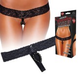 Lenjerie Sexy de Lux, Chiloti Negri cu 2 siraguri Bile Stimulatoare, Husler, M/L, S/M