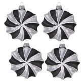 Set 4 globuri sticla neagra gri Craciun 10x3x10 cm