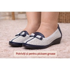 Pantofi office albi peforati cu platforma, piele moale (cod 028735)