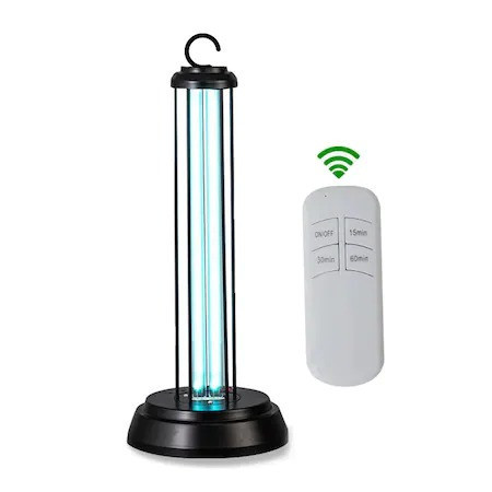 Lampa UVC 2 in 1, bactericida si germicida 36W rama metalica, temporizator, telecomanda, 30 mp, portabila, Negru