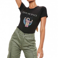 Tricou dama negru - Give me space - 2XL