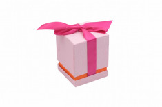 Set 2 cutii pentru cadouri, cu funda, roz, 12 cm inaltime foto