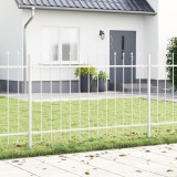 VidaXL Gard de grădină cu v&acirc;rf ascuțit, alb, 3,4x1,2 m, oțel