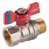 Robinet de trecere cu bila Ferro F-Comfort, alama, filet interior-exterior, 1&quot;, PN20, maner fluture