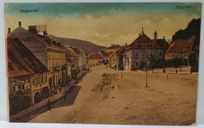 SIGHISOARA , PIATA CENTRALA , CARTE POSTALA , DATATA 1907 foto