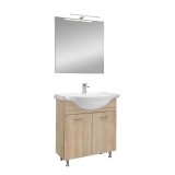 Set Complet Mobilier Baie Modern Leziter Ruben Prime 75 Stejar Sonoma Oglinda CUBE Gata Asamblat
