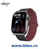 Ceas Smartwatch Amoled 3D, diametru 50 mm, Incarcare inductiva, Bluetooth, rezistent la apa IP67, Timp de lucru 5 zile, Negru