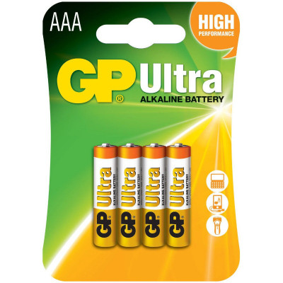 Baterie GP Batteries, Ultra Alcalina AAA (LR03) 1.5V alcalina, blister 4 buc. foto