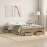 VidaXL Cadru de pat cu sertare cu sertar stejar artizanal 120 x 190 cm 3333979