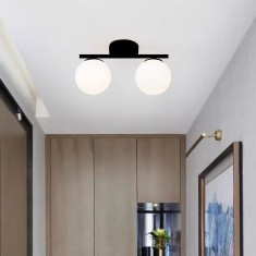 Lustra culoare negru &ndash; cu Glob alb Moderna E27x2