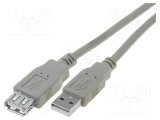 Cablu USB 2.0 A soclu - A mufă 1,5m gri PVC VCOM