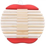 Suport Vase Lemn Măr 18cm Roșu/Bej - Protecție Blat Bucătărie, Design Elegant, Durabil