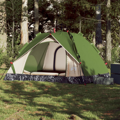 vidaXL Cort de camping cupolă 3 persoane, setare rapidă, verde foto
