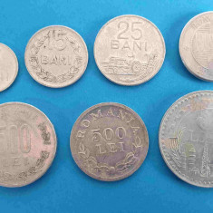 Lot mixt 7 piese - moneda din aluminiu ( perioada regala - RPR, RSR & post 1989