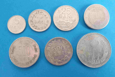 Lot mixt 7 piese - moneda din aluminiu ( perioada regala - RPR, RSR &amp;amp; post 1989 foto