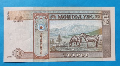 50 Tugrik 2000 - Bancnota Mongolia - piesa SUPERBA - UNC foto