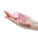 Dop Anal Din Sticla Crystal Rose, Roz, 9 cm