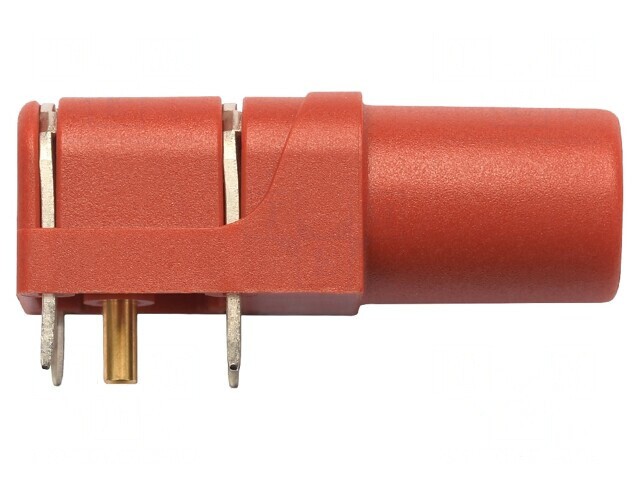 Soclu Banană 4mm 24A 1kV Roșu Aurit PCB Poliamidă
